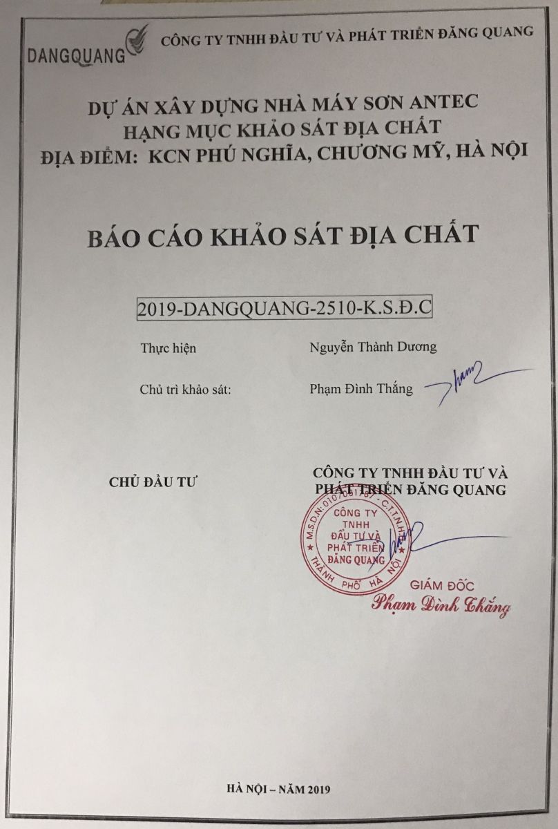 Hình ảnh báo cáo khảo sát địa chất